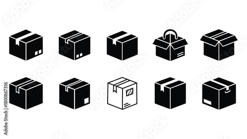 Set of black box icons in vector