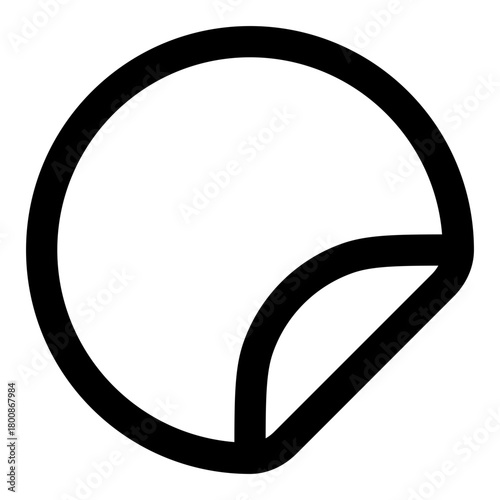 Modern blank round sticker with peeled corner for creative design
