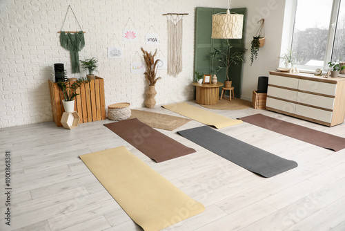Interior of yoga studio wit...