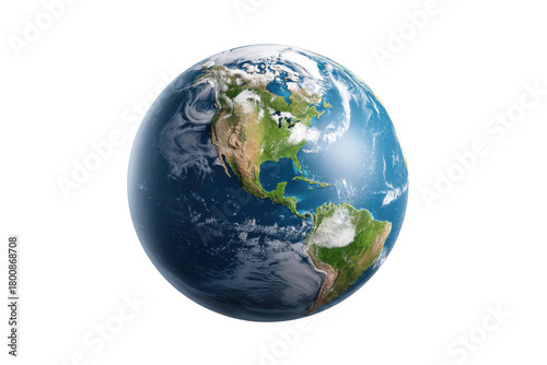 Earth globe showing North and South America continents from space planet universe, Png, Isolated on Transparent Background, Cut Out