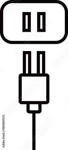 コンセント(outlet/socket)と電源プラグのフラットアイコン