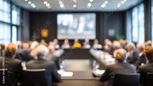 Wallpaper Mural Annual Shareholders Meeting Blur - Soft blur of a formal shareholders meeting environment. High quality Torontodigital.ca