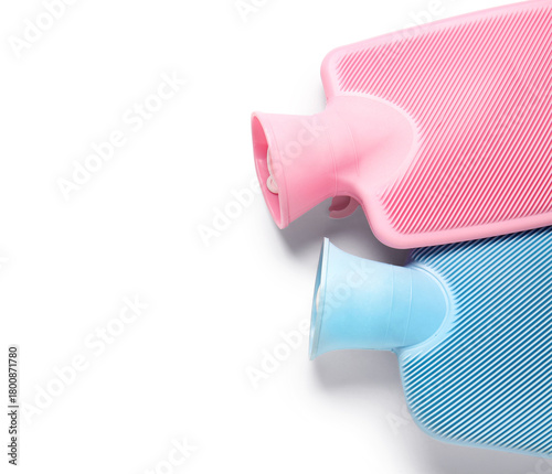 Pink and blue hot water bot...