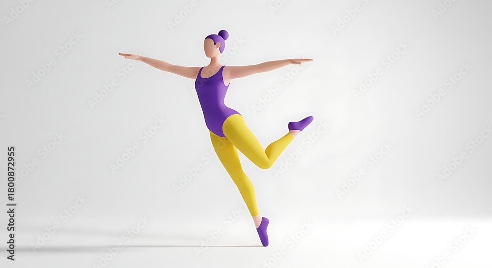 Fototapeta premium 3D Render of a Ballerina in a Dynamic Pose.