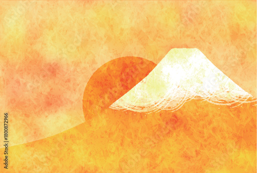 富士山　和柄　年賀状　背景	