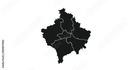 Political map of Kosovo showing its administrative districts in black on a white background.