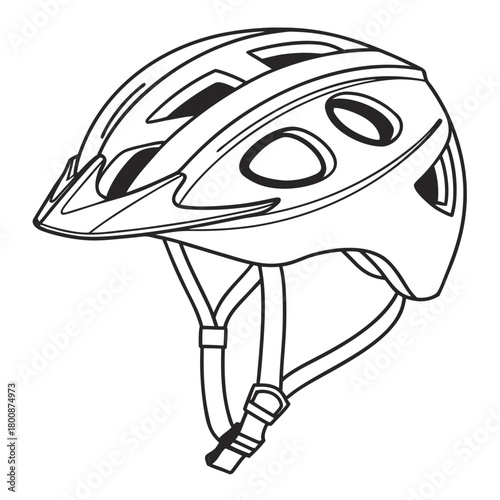 Detailed illustration of a bicycle helmet, showcasing its aerodynamic design and safety features, isolated on ideal for cycling safety campaigns
