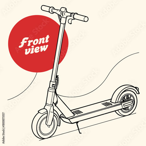 Illustration of an electric scooter, a modern and ecofriendly mode of transportation, showcasing its design and features for urban commuting isolated on