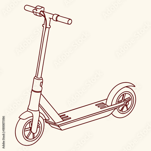 Illustration of a modern electric scooter, a convenient and ecofriendly mode of transportation, perfect for urban commuting and recreational rides isolated on