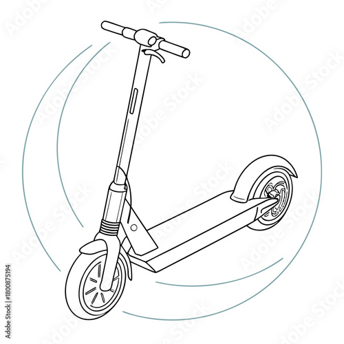 Line art illustration of an electric scooter, a sustainable and efficient way to navigate the city, offering a fun and convenient alternative to traditional transport isolated on