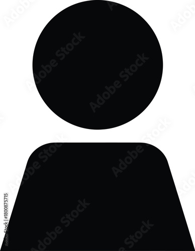 Black Person Icon Flat Silhouette with Transparent Background, Human Figure