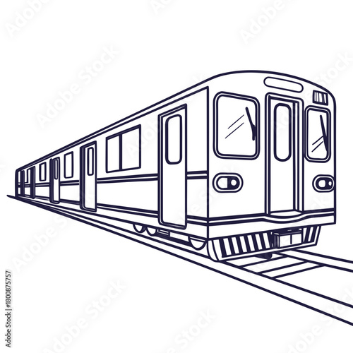 Illustration of a subway train on railway tracks, isolated on the subway train is a modern mode of public transportation, perfect for commuting