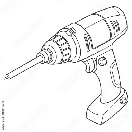Illustration of a cordless drill isolated on, a versatile power tool for drilling and driving screws in various materials with precision and ease