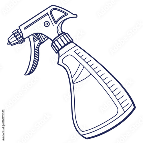 Detailed illustration of a spray bottle with adjustable nozzle, suitable for cleaning, gardening, or beauty applications isolated on versatile for design projects