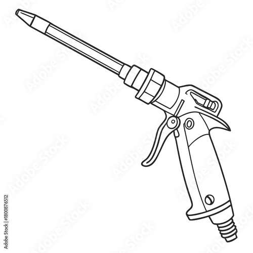 Illustration of an air blow gun, a tool used for cleaning surfaces with compressed air, isolated on perfect for technical drawings and educational materials