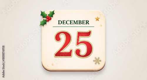 Christmas calendar icon with december 25 date isolated on, perfect for holiday reminders and festive event planning