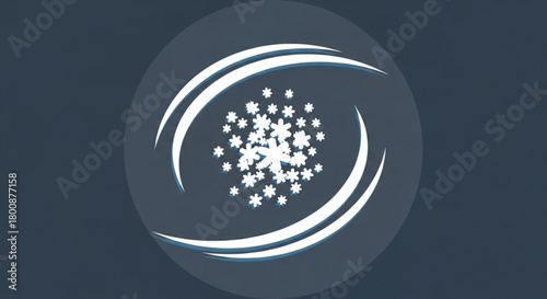 A captivating logo design featuring stylized snowflakes encircled by swooping lines, creating a visually appealing and modern emblem for winterthemed branding