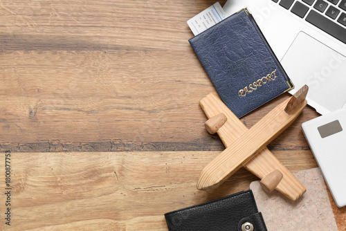 Traveler's items with lapto...