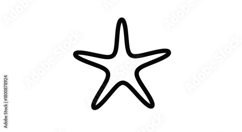 Simple black outline of a five-pointed starfish on a clean white background, evoking a nautical or celestial theme.