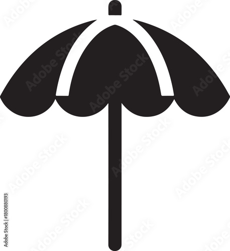 Black vector icon of an umbrella inverted by strong wind, symbolizing adverse weather conditions or a damaged item.