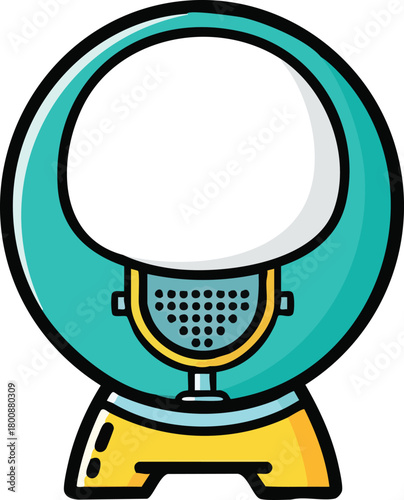 Turquoise And Yellow Retro Appliance With Circular Top And Grated Center