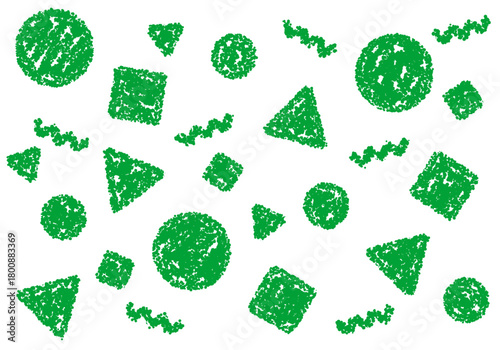 クレヨン素材　幾何学模様のポップな背景