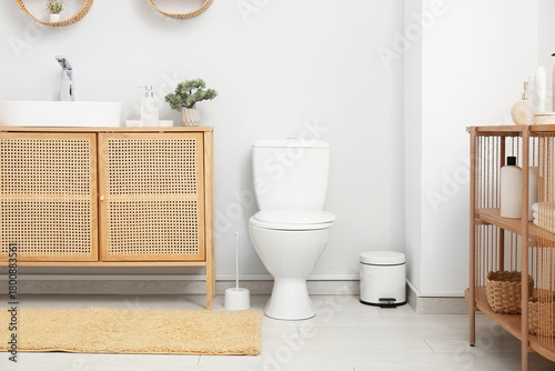 Interior of light restroom ...