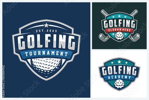 Golf logo sport design template, Golf logo tournament and academy emblems, golf logo design vector illustration with Ball
