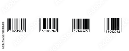 Barcode icon set vector on white background for product identification purposes.