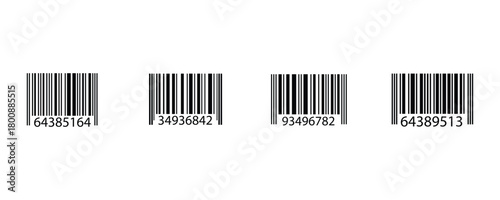 Barcode icon set vector on white background for product identification purposes.