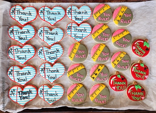 Adorable Teacher-Themed Cookie Tray with School-Inspired Messages