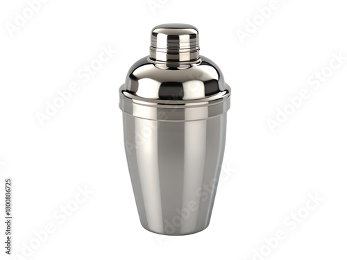 Stainless steel cocktail shaker isolated on transparent background for mixing drinks
