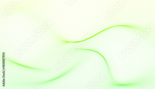 Abstract light green and white background featuring soft, flowing sine waves and fine line patterns.
