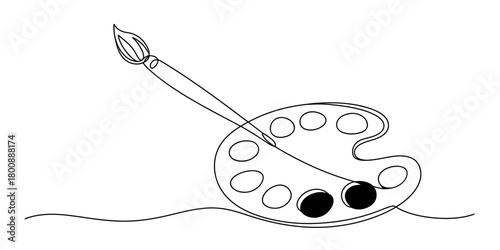 black line art paint brush and palette clip art preview