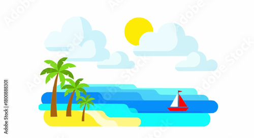 vector illustration of a beach