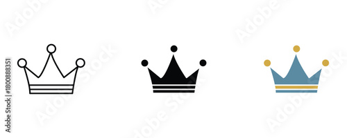 Crown icon set vector on white background, royal and luxury concept symbol.
