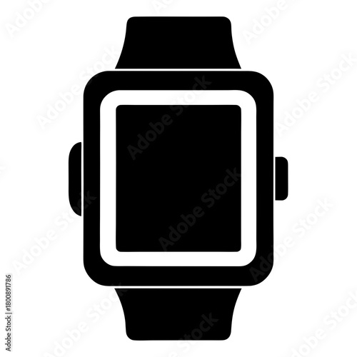 Modern digital smartwatch with square face and band silhouette