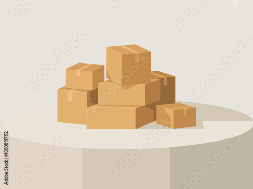 Stack of cardboard boxes on a pedestal