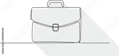 Briefcase with handle isolated on white background business case, portfolio, or luggage in a minimalist style with a long shadow