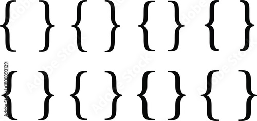 Bracket Symbols Pattern Black Curly Braces Arranged on White Background Template