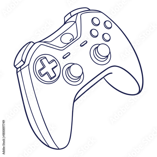 Illustration of a modern gamepad controller, highlighting its ergonomic design and button layout isolated on ideal for gaming and interactive media projects