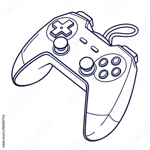 Illustration of a classic gamepad controller, showcasing its button layout and ergonomic design isolated on perfect for gaming and interactive media projects