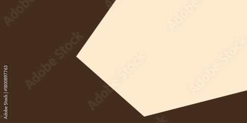 Modern Geometric Diagonal Cut Vector Illustration Background. Dynamic vector illustration background with a clean, sharp, diagonal hexagonal cut-out shape in beige on a dark brown field.