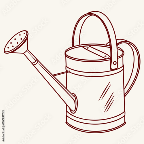 Illustration of a classic watering can, perfect for gardening enthusiasts and vintage decor lovers, isolated on ideal for adding a touch of rustic charm
