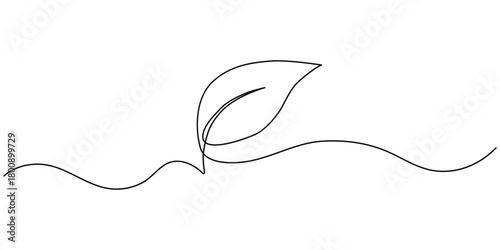 Leaf one line continuous line art. Leaf one line drawing. vector design illustration.