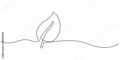 Leaf one line continuous line art. Leaf one line drawing. vector design illustration.