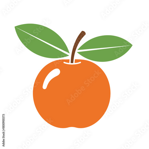 Red Apple with Leaves Vector Illustration – Fresh Fruit Icon