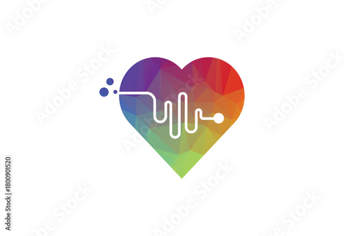 Low Poly and Healthcare Medical logo design, Vector design Concept