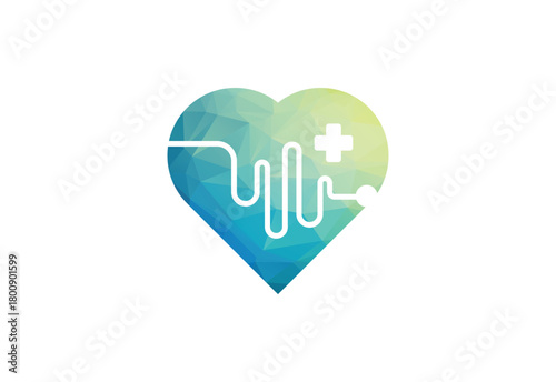 Low Poly and Healthcare Medical logo design, Vector design Concept