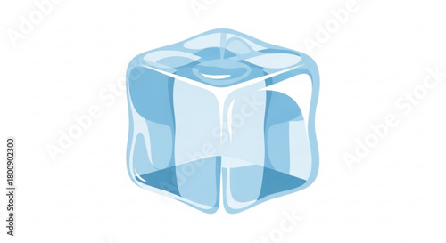 Isolated ice cube illustration for cooling drinks and beverages in summer heat refreshment concept